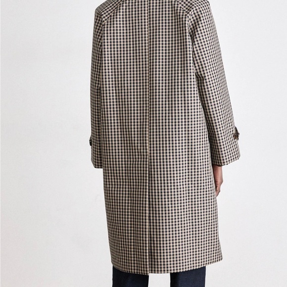 Barbour Nadine Tan and Navy Check Trench Coat Size 4 NWT - Picture 4 of 9